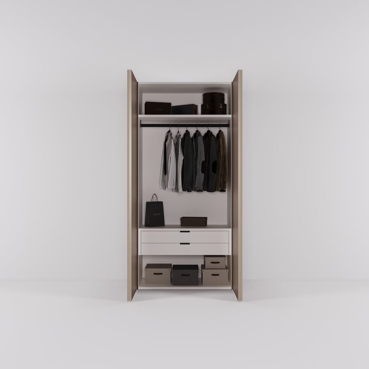 Wardrobe Levante in cocoa with matt bronze mirror glass | 95 cm wide