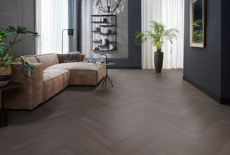 Herringbone klik PVC charcoal - Matteo studio B.V.