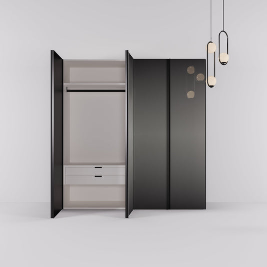 Kledingkast Levante in graphite met rook spiegelglas | 203 cm breed - Matteo studio B.V.