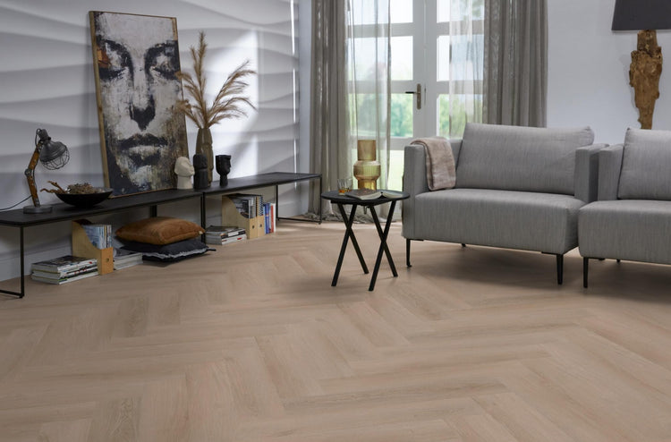 YUP Merton visgraat klik PVC dark oak - Matteo studio B.V.