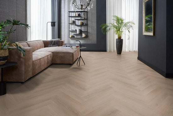 YUP Merton visgraat klik PVC dark oak - Matteo studio B.V.